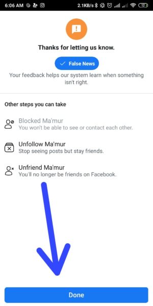 Cara melaporkan HOAX di Facebook 7 Pilih Done
