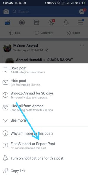 Cara melaporkan HOAX di Facebook 3 Pilih Report Post