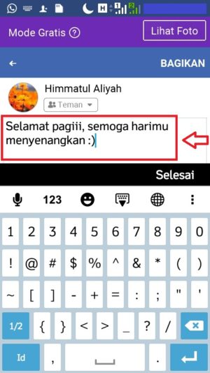 Cara membuat tulisan unik dan warna-warni di facebook 2 Ketik tulisan yang ingin kamu buat