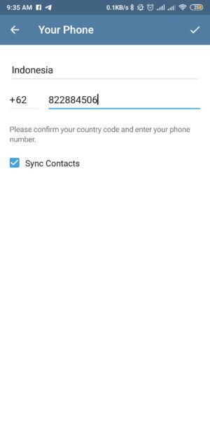 Cara login dua (atau lebih) akun telegram dalam 1 HP 3 Masukkan Nomor HP