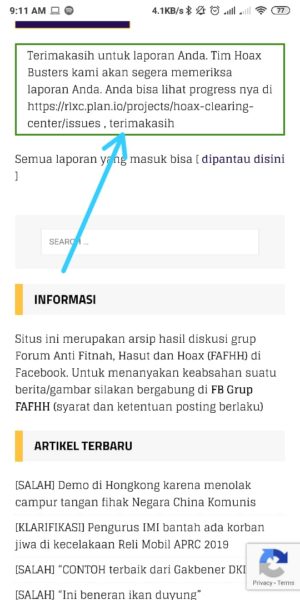 Cara melaporkan HOAX yang menyebar di Whatsapp 8 Report Berhasil