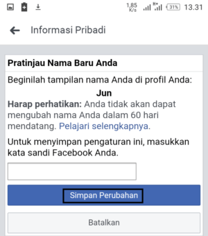 Cara membuat nama facebook hanya 1 kata saja 11 Informasi pribadi