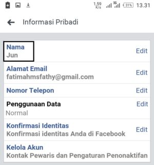 Cara membuat nama facebook hanya 1 kata saja 12 Informasi pribadi