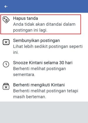 Cara menghapus tag dari status atau story di facebook 16 tap :hapus tanda"