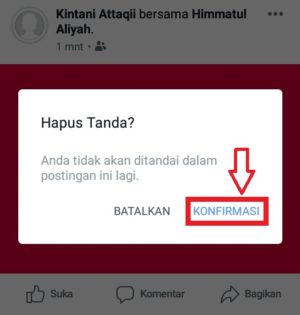 Cara menghapus tag dari status atau story di facebook 3 tap konfirmasi untuk menghapus tanda