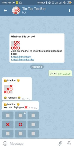 5 Bot game Telegram yang patut kamu coba 3 Tic Tac GAme