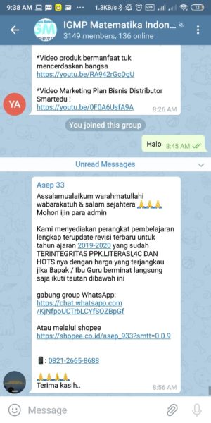 Kumpulan link grup telegram (pendidikan, humor, saham, bisnis, dll) 16 Group IGMP Matematika