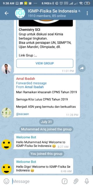 Kumpulan link grup telegram (pendidikan, humor, saham, bisnis, dll) 17 Group IGMP Fisika