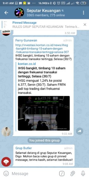 Kumpulan link grup telegram (pendidikan, humor, saham, bisnis, dll) 21 Group Seputar Keuangan