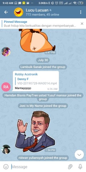 Kumpulan link grup telegram (pendidikan, humor, saham, bisnis, dll) 22 Group Lucu Lucuan