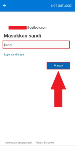 Cara install dan setting email Outlook di hp kamu 3 Masukkan kata sandi akun email