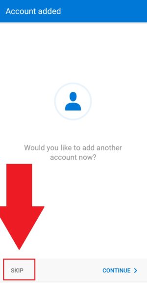 Cara install dan setting email Outlook di hp kamu 4 "Skip" untuk melanjutkan jika tidak memiliki akun email lain