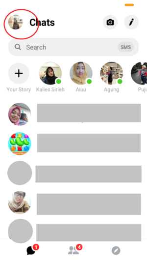 Cara menerima dan mengirim sms lewat facebook messenger 1 tap foto profilmu untuk membuka menu messenger