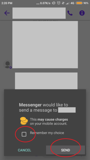 Cara menerima dan mengirim sms lewat facebook messenger 13 beri tanda centang dan tap send