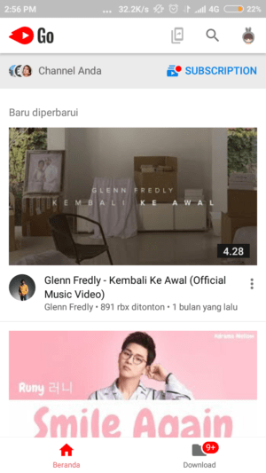 Perbedaan YouTube dan YouTube Go 2 tampilan utama aplikasi youtube go
