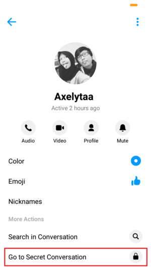 Cara membuat percakapan rahasia di Messenger 9 tap "go to secret conversation"