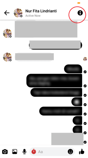 Cara membuat percakapan rahasia di Messenger 13 tap icon huruf i pada percakapan rahasia