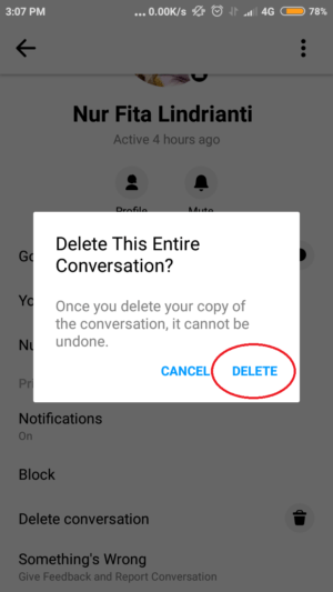 Cara membuat percakapan rahasia di Messenger 15 tap delete