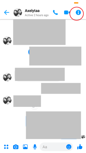 Cara membuat percakapan rahasia di Messenger 8 tap icon huruf i
