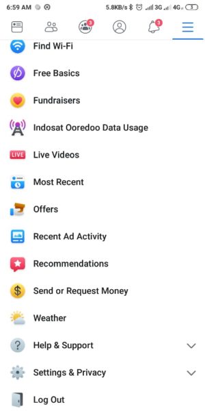 Cara menggunakan facebook mode gratis (tanpa kuota) di ponselmu 2 pilih menu "(Provider) Data Usage"