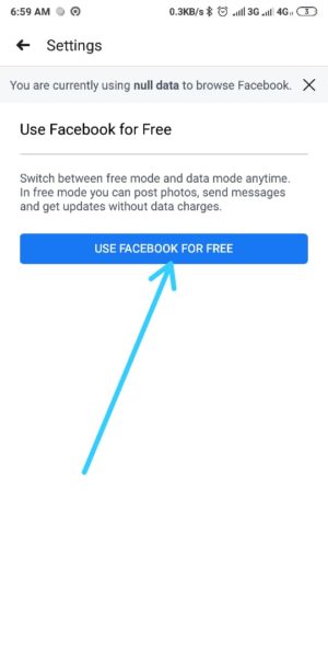 Cara menggunakan facebook mode gratis (tanpa kuota) di ponselmu 3 Pilih "Use Facebook For Free"
