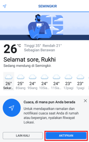 Cara cek perkiraan cuaca di Facebook 5 tap aktifkan untuk mengaktifkan fitur cuaca