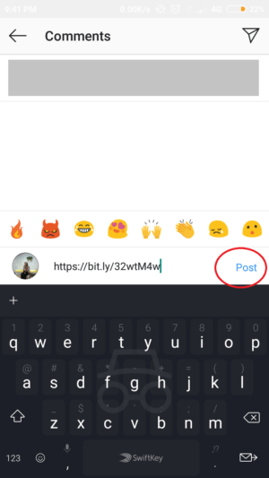 Cara membuat dan memasang link di instagram 11 paste link ke kolom komentar