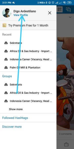 Cara menghapus (menutup) akun LinkedIn secara permanen 2 Tap View Profil