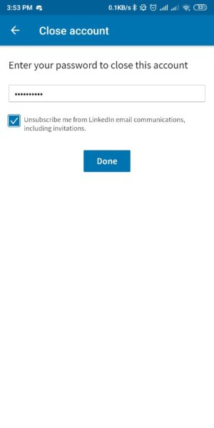 Cara menghapus (menutup) akun LinkedIn secara permanen 6 Masukkan PAssword