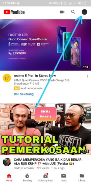 Cara menghapus riwayat penelusuran dan tontonan di Youtube 1 Halaman awal Youtube