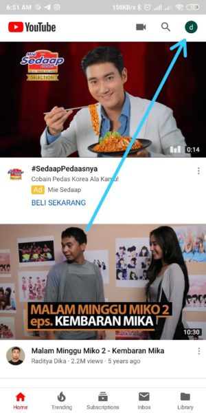 Cara menghemat kuota data saat nonton di Youtube 1 MAsuk ke Youtube