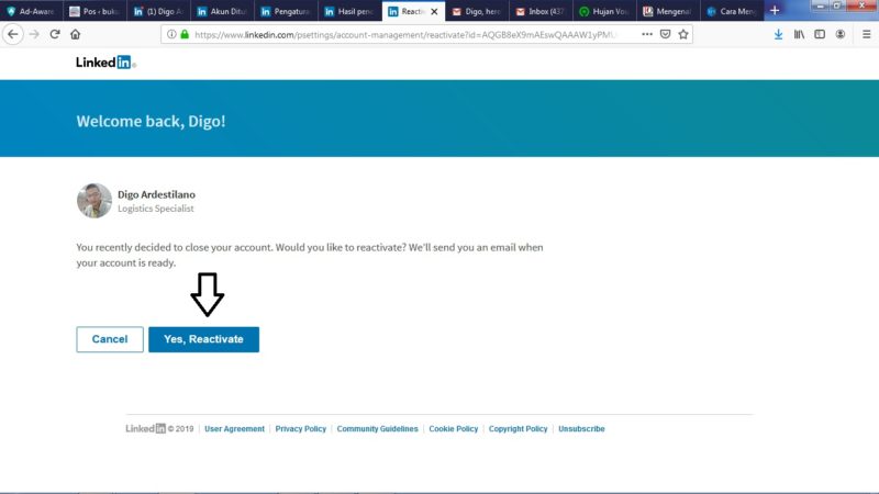 Cara menghapus (menutup) akun LinkedIn secara permanen 18 konfirmasi pengaktivan ulang akun LinkedIn