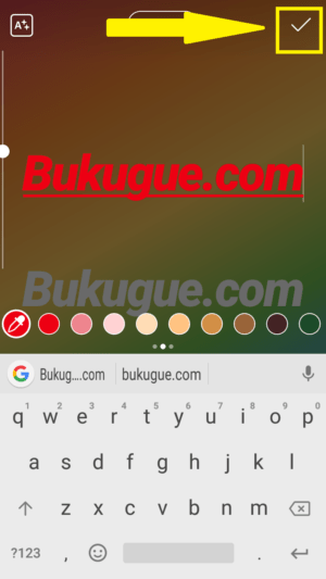 Cara buat tulisan 3D (tiga dimensi) di Instagram story 9 klik icon centang tanda selesai