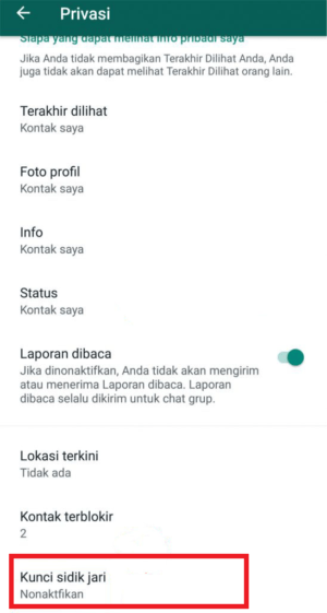 Cara Mengunci WhatsApp dengan Sidik Jari 4 klik menu kunci sidik jari