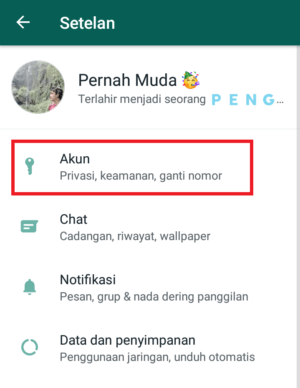 Cara Mengunci WhatsApp dengan Sidik Jari 2 masuk ke menu akun
