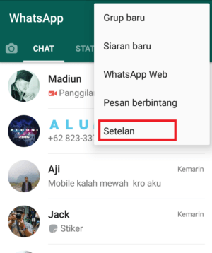 Cara Mengunci WhatsApp dengan Sidik Jari 1 masuk ke menu setting