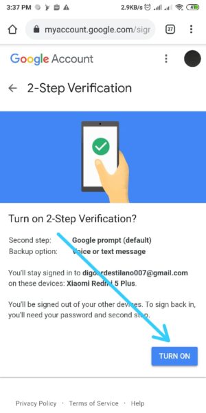 Cara mengaktifkan (dan menonaktifkan) verifikasi 2 langkah gmail 11 pilih turn on