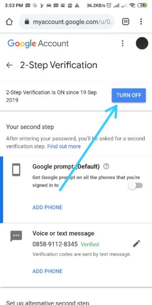 Cara mengaktifkan (dan menonaktifkan) verifikasi 2 langkah gmail 15 pilih turn off