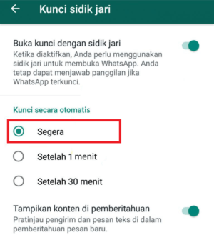 Cara Mengunci WhatsApp dengan Sidik Jari 7 pilih saja segera atau pilih tergantung selera kalian masing-masing