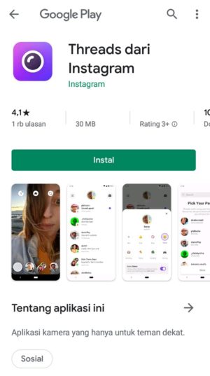 Apa itu Instagram threads? Bagaimana menggunakannya? Simak sini. 1 Tampilan aplikasi Instagram Threads di PlayStore