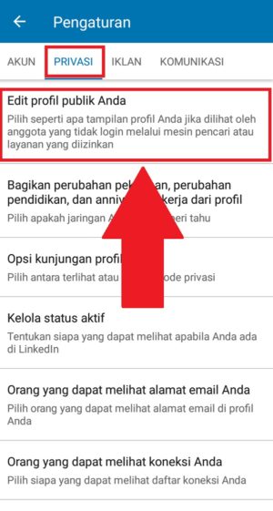 Cara mengganti alamat URL profil LinkedIn kamu 4 "Edit Profil Publik" untuk mengedit profil