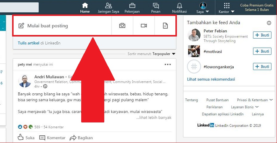 Apa itu artikel LinkedIn? Bagaimana cara membuatnya? 1 LinkedIn Post yang dapat digunakan untuk posting konten singkat hingga 1.300 karakter