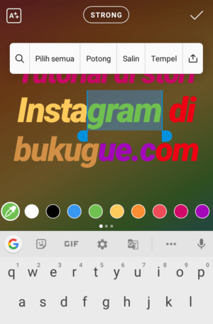 Cara membuat tulisan warna-warni di story Instagram 15 blok dan warnai dengan warna berbeda-beda