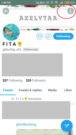 Cara membisukan (mute) akun twitter yang rese dan menggangu 7 tap icon titik tiga di ujung layar