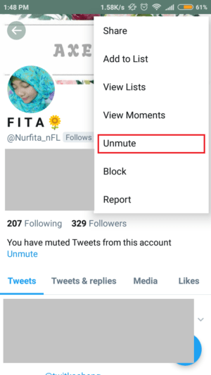 Cara membisukan (mute) akun twitter yang rese dan menggangu 8 tap unmute