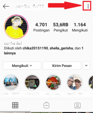 Cara mengaktifkan fitur restrict (batasi) di Instagram 17 masuk ke icon titik tiga di profil tujuan
