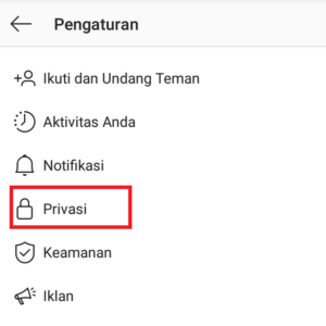 Cara mengaktifkan fitur restrict (batasi) di Instagram 5 masuk ke menu privasi
