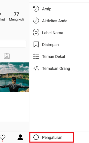 Cara mengaktifkan fitur restrict (batasi) di Instagram 4 masuk menu pengaturan