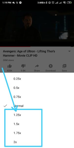 Cara mempercepat (atau memperlambat) video di Youtube 5 Untuk mempercepat pilih angka yang lebih besar