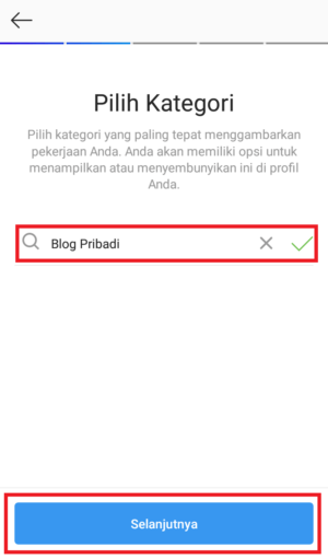Cara menggunakan fitur "Balasan Cepat" di Instagram 5 pilih blog pribadi lalu klik selanjutnya